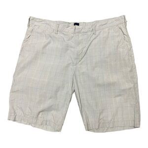 Gap Gray Blue Yellow Plaid Flat Front Shorts Size 40 Cotton Lightweight Casual